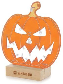 Whadda Lötbausatz, XL-Platine, Halloween-Kürbis, mit Holzhalter, Bildungs- und kreatives MINT-Bausatz