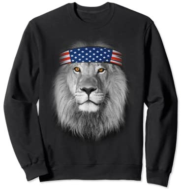 Löwengesicht mit Bandana USA, Bandana mit amerikanischer Sweatshirt