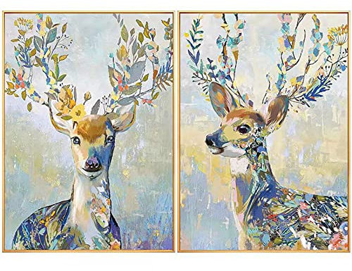 Instarry 5D Diamant Painting Bilder Groß Bunter Elch Wandbilder Wohnzimmer 60x40 cm