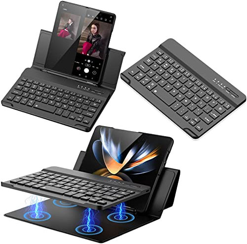 Keyboard Case for Samsung Z Fold 4 with Pencil Holder, Folding Detachable Wireless Bluetooth Keyboard, Case for Mate Xs 2, Kickstand Cover for Z Fold 3/Fold2/Mi Mix Fold (Black)