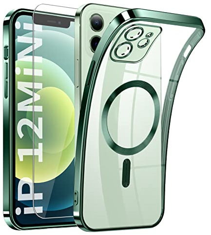 DOSNTO Magnetic Clear for iPhone 12 Mini Case with MagSafe [Full Wrap Camera Protection [Bare iPhone Exterior] Silicone Cover Slim Thin [Non-Yellowing] Anti-Fingerprint Scratch Wireless Charging