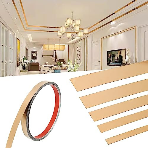 5m Zierleisten und Wandverkleidung, Selbstklebend Metall Spiegel Zierleisten Mit Schutzfolie für Wand, Fliesen, Spiegelrahmen, Möbeldekor