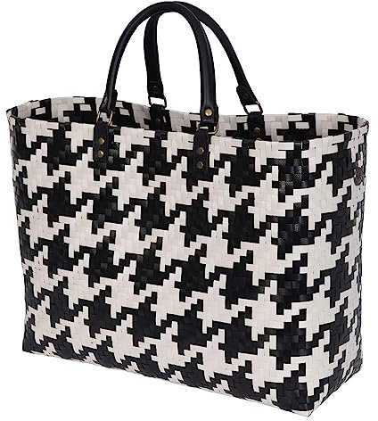 [A] Mayfair Grand Shopper Black with Champagne Pattern Size L with Short PU Handles