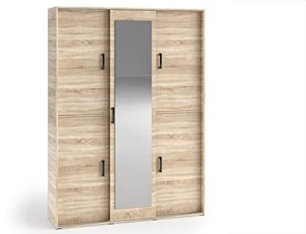 MargaretHadas24 Garderobenschrank Vanessa III 150 cm Garderobe Schrank Spiegel Schlafzimmer Jugendzimmer (Sonoma, 150 cm)