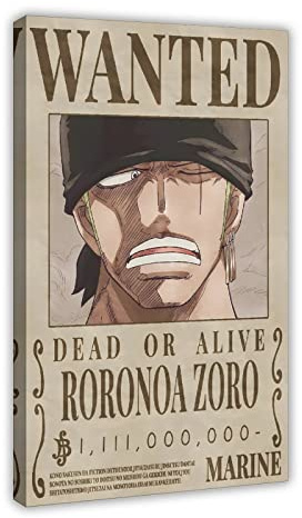 FISH DRAGATE Anime Straw Hat Pirates Bounty Poster Roronoa Zoro Canvas Poster Bedroom Decor Sports Landscape Office Room Decor Gift Frame-style 24x36inch(60x90cm)