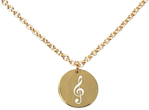 DAHEIM Halskette Notenschlüssel - filigrane Kette Musik und Noten für Damen und Frauen, Heimat-Schmuck Violin-Schlüssel aus Edelstahl (vergoldet) DHK308