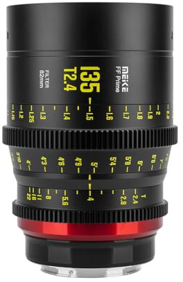 Obiettivo grandangolare Meike 135 mm T2.4 Full Frame a messa a fuoco manuale per videocamera Canon con attacco EF e videocamera ZCAM E2-F6, E2-F8, Canon EOS C500 Mark II e S35 EOS C100 Mark II,