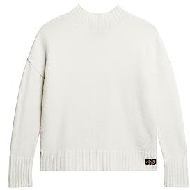Superdry Damen Essential Pullover mit Stehkragen Ecru 38