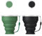 Voarge Tasse de voyage pliable, tasse de 2 pièces en silicone pliable avec couvercle, set de verres à boire extensible, convient pour le camping et la randonnée (Schwarz, Grün)