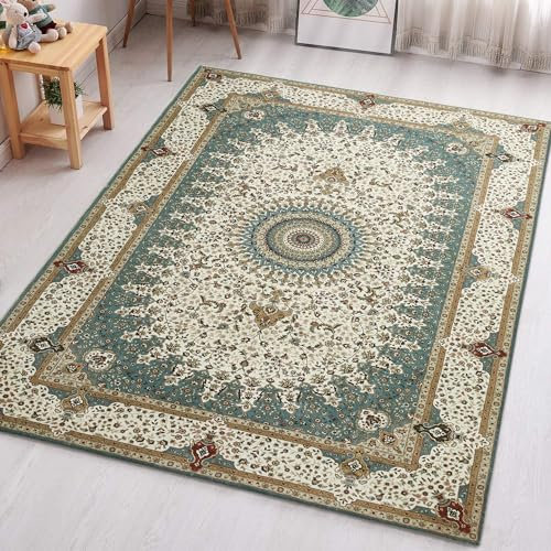Aspire Homeware Rugs for Bedroom Living Room – Modern 80x150 cm Traditional Area Rugs Willow Cashmere Style - Soft Short Pile Vintage Rug - Carpet for Dining Room Easy To Clean