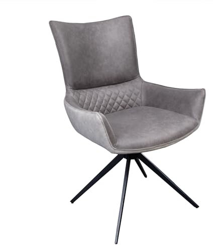 Riess Ambiente Drehbarer Design Stuhl Alpine grau hellgrau Armlehnen Schwarze Metallbeine, Esszimmerstuhl mit Drehfunktion