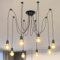 Lightess Pendelleuchte 8 Flammig Industrie Spinnen Kronleuchter Vintage Schwarz E27 Pendelleuchte Hängeleuchte für Küche Wohnzimmer Schlafzimmer (8-Schwarz, 1)