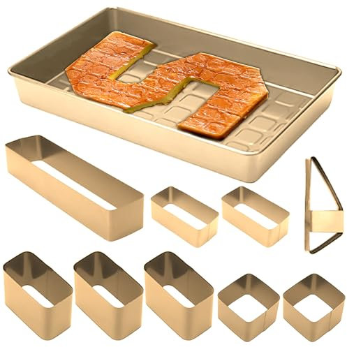 TOATELU Moules à Pâtisserie Nombre Lettres Réglable, 10 Pièces Moules de Cuisson Chiffres et Lettres, Moules de Cuisson Chiffres Grands, pour Mariage, Anniversaire, Baptême, 37,5 x 23,8 x 5 cm, Or