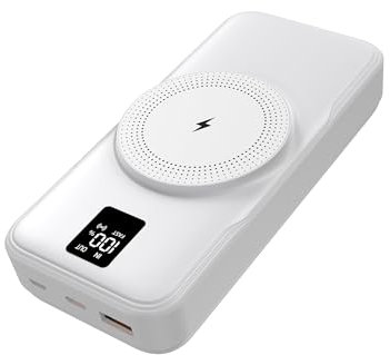 WYE PD20W (20000mAh) MSafe Wireless Charging Power Bank - Black/White Options (White, 20,000 mAh)