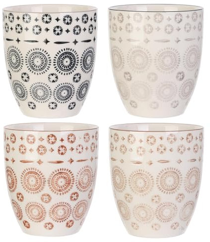 Linnea Coffret de 4 Tasses en céramique 25cl Motif Mandala Collection Mirage