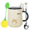 XinHuiGY Ceramic Coffee Mug,Cute Cat Tea Cups, with Lid and Stainless Steel Spoon,Hot Chocolate Novelty Handmade Mugs, Christmas, Birthday Gift for Girls Women