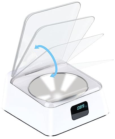HDKEAN Gamelles pour animaux domestiques avec détection intelligente pour nourriture et eau - Gamelle automatique pour chat - Couvercle transparent