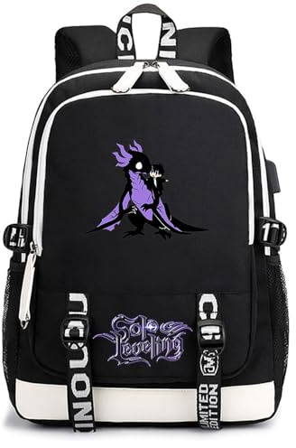 Sageam Anime Solo Leveling Merch Klassischer Schultaschen Outdoor Tasche Reise-Rucksäcke für Teenager Damen Herren