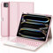 Clavier pour iPad Pro 6 ème - Coque Clavier pour iPad Pro 12,9 Pouces (6ème / 5ème / 4ème / 3ème), Trackpad Multi-Touch,Rétroéclairage 7 Couleurs, AZERTY, (Rose)