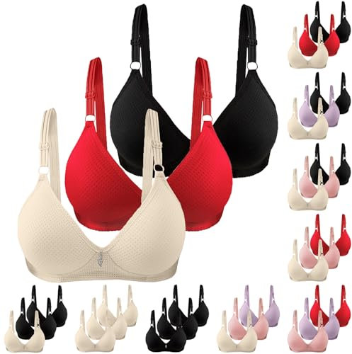 XCXC 3er Pack BH Damen ohne Bügel Push Up BH Set Frauen Klassische BH mit verstellbarem Träger Damen Atmungsaktiver Bequem BHS Set Sport-BHS Trainings-BH für Alltag Yoga Fitness Sport Outdoor