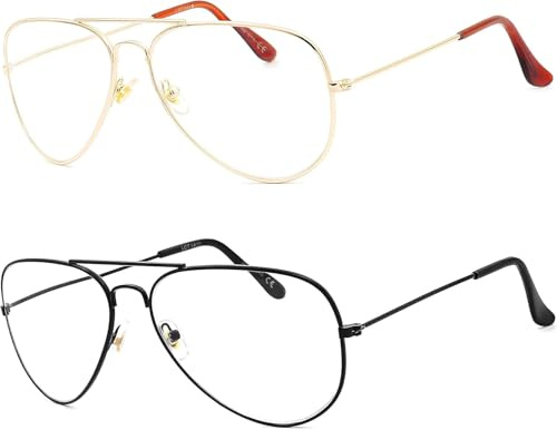 NEW VISION Lesebrille 2 PACK, Pilotenbrille Herren Unisex, Metallrahmen Klassische Retro Lesebrillen, Lesehilfe für Damen Herren NV8132 (GOLD+SCHWARZ, 1.5, Diottria)