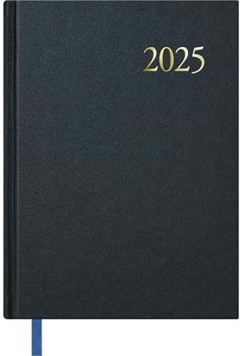 Dohe - Kalender 2025 Portugiesisch - Tag pro Seite, Größe A5 (14x20 cm), 12 Monate Januar bis Dezember, Hardcover, Jahresplaner, Bürobedarf - ALGARVE Schwarz