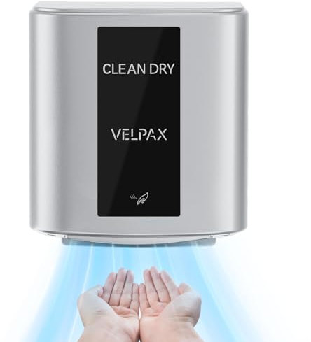 VELPAX Sèche-Mains 10 Secondes pour sécher,1400w Sèche-Mains électrique à économie d'énergie Automatique à Grande Vitesse,Convient Sèche-Mains Commercial pour Salle de Bain et Toilettes