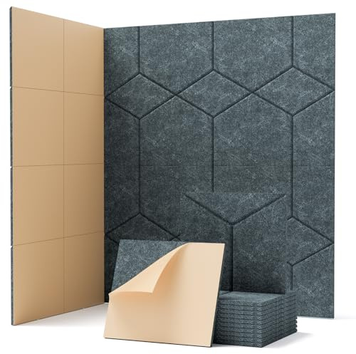 Soundsbay Akustikplatten Selbstklebend 12 Stück, Schallabsorber, Schallschutz, Schalldämmung Wand tür Decken, Akustikpaneele für Akustische Behandlung und Wanddekoration 30x26x0.9cm (Dunkelgrau)