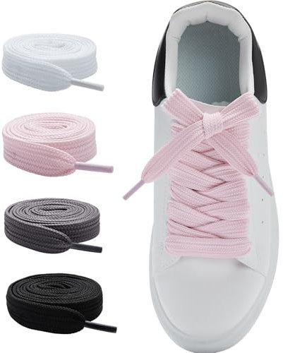 CCSOFTIME Gros Lacets Rose 16mm de Large pour Adidas Campus 00s,Lacet Chaussure Remplacement Flat Shoelaces pour Baskets Sneakers,Rose Pale 140cm