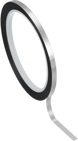 PATIKIL 5mmx50m Metallband Selbstklebend Leiste, Zierleisten Selbstklebend Metall Mattes Silber Klebeband Wasserdicht Dekorstreifen für Wände Tür Decke Möbel Modellbau Basteln