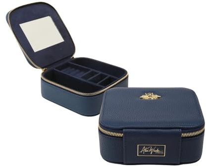 Alice Wheeler Bee Jewellery Box Organiser for Women Stone travel case (Navy)