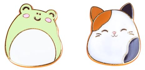 Fizz Creations Squishmallows Cam & Wendy Metall & Emaille Pin Badges Set von zwei Pins Cam die Katze & Wendy der Frosch Offiziell lizenziert, Einheitsgröße, Metall Metall Emaille