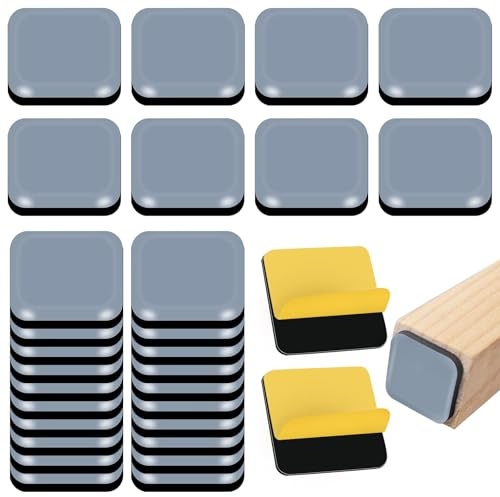 30 Stück Möbelgleiter Teflon Selbstklebend, 20 x 20 mm Teflongleiter | PTFE Möbel Gleiter Pads, Stuhlgleiter Bodengleiter Teppichgleiter für Glatte Böden (Quadrat)