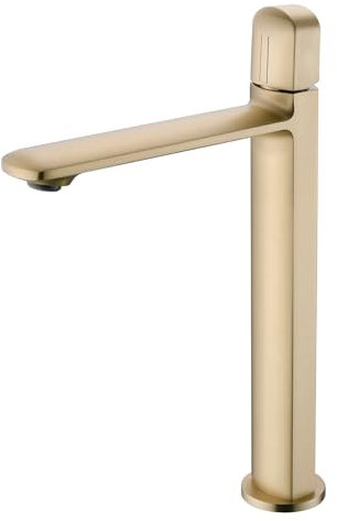 Robinet Salle Bain Or Brossé, Robinet Vasque à Poser, Mitigeur Lavabo Haut, Eau Chaude Et Froide RéGlable, Mousseur RemplaçAble, Laiton