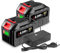 ONEVAN Batterie Lithium, 20V 2X 6000 mAh avec Chargeur, Batterie d'outil Rechargeable avec indicateur LED, Pile Lithium de Remplacement pour Tous Les Outils ONEVAN