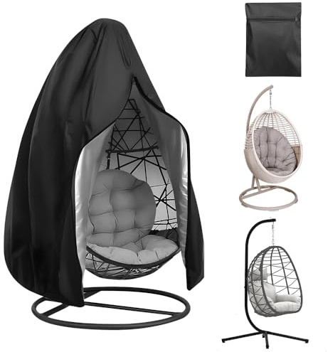 yotutun Hängesessel Abdeckung Outdoor, Winddicht Schutzhülle für Hängesessel 210D Oxford Wasserdicht Patio Schutzhülle mit Reißverschluss Zugband für Schwebesessel, 190x115cm
