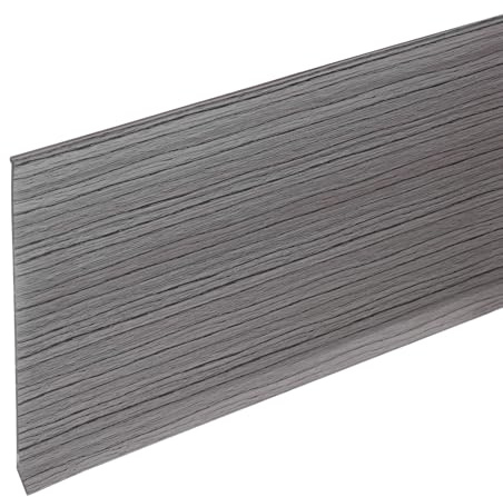 sourcing map Listelli per battiscopa da 3 m x 15,2 cm, modanatura flessibile, autoadesiva, in PVC, base per pareti angolari, colore grigio scuro con venature del legno
