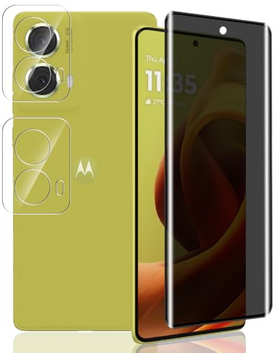 Yieehhow [1+2 Pièces] Verre Trempé pour Motorola Moto G85 5G (6.67) Protection Écran Anti Espion et Protecteur D'objectif Caméra, 9H Dureté Anti-Spy Protège Écran pour Moto G85 5G (6.67)