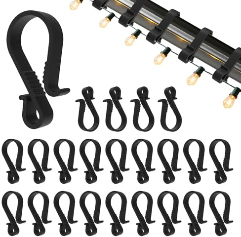 Gcstnn Dachrinnenhaken für Lichterkette, 40x Befestigung Lichterkette Outdoor Dachrinnenhalter Dachrinne Sunststoff für Weihnachten Lichterketten Weihnachtsbaum Außen-Schwarz