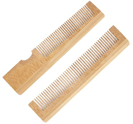 Mobestech 2 Stück Bambus Bartkamm Kleines Herren Bartpflege Kamm mit Feinen Zähnen Langlebiger für Bart Haare und Augenbrauen Styling Praktisch für Unterwegs