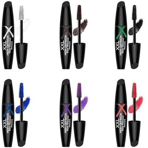 MKNZOME Mascara Coloré, 6 Couleurs Bleu Violet Rose Mascara Imperméable Volumateur & Allongeant, Maquillage des Yeux Anti-Tâches Sans Cruauté pour Femmes, Maquillage Quotidien/Halloween Cosplay