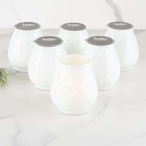 HOFER Bistro Licht, Windlicht Outdoor, Kerze im Glas, milchweiß, 6 STK. | Outdoor Kerzen für Garten, Terasse & Balkon, Deko für Draußen, ohne Duft