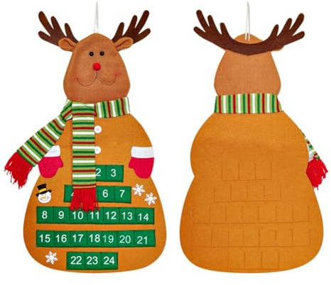QOXEZY Weihnachtsmann Filz Weihnachtsbaum Adventskalender Wandbehang Urlaub Dekoration für Tür Kamin Tuch Festlich Ornament