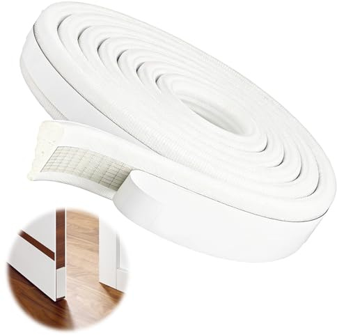 118inch/3m Draft Excluder for Doors and Windows, Draught Excluder for Doors Tape Wedge-Shape Weather Self Adhesive Foam Seal Strip Insulation Soundproof Stopper Gap Wind Blocker White