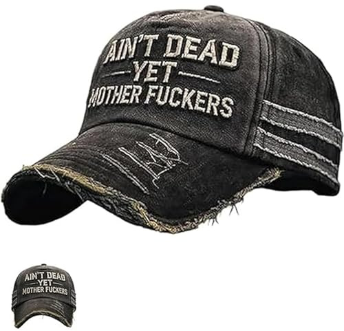 Generisch Ain't Dead Yet Vintage Distressed Baseball Cap, lustige Retro Old Fuckers Club Freizeitmütze, verstellbare Kappe für Humorliebhaber (1pcs)