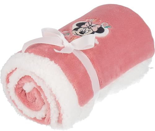 Disney Babydecke, weich, 75 x 100 cm, 100 % Polyester, flauschig, 220 g/m², Modelle Mickey, Minnie, Stitch oder Winnie Puuh (Rosa, Minnie)