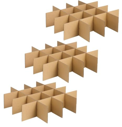 POPETPOP Cardboard Dividers for Packing 3 Packs Mug Box Inserts with 18 Compartments for Shipping and Moving Delicate Glassware, Corrugated Material for Kitchen Use