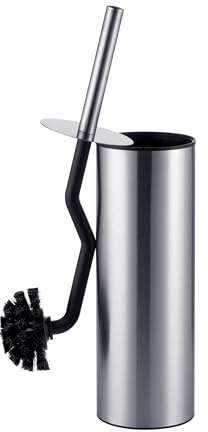 Relaxdays WC-Bürste, Toilettenbürste mit Randreiniger, Spritzschutz, hygienisch, Klobürste mit Halter, Edelstahl, Silber