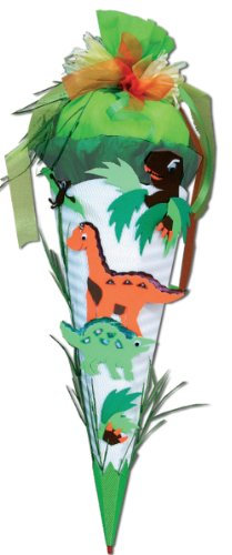 alles-meine.de GmbH BASTELSET Schultüte - Dino 85 cm - incl. Namen - 6 - eckig - mit Holzspitze - Zuckertüte - Basteln Dinosaurier