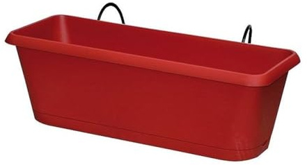 EDA Plastiques - Balconnières - Jardinière Chorus et Support Invisible 30 x 12 x 11,4cm - 2,6L - Rouge Rubis
